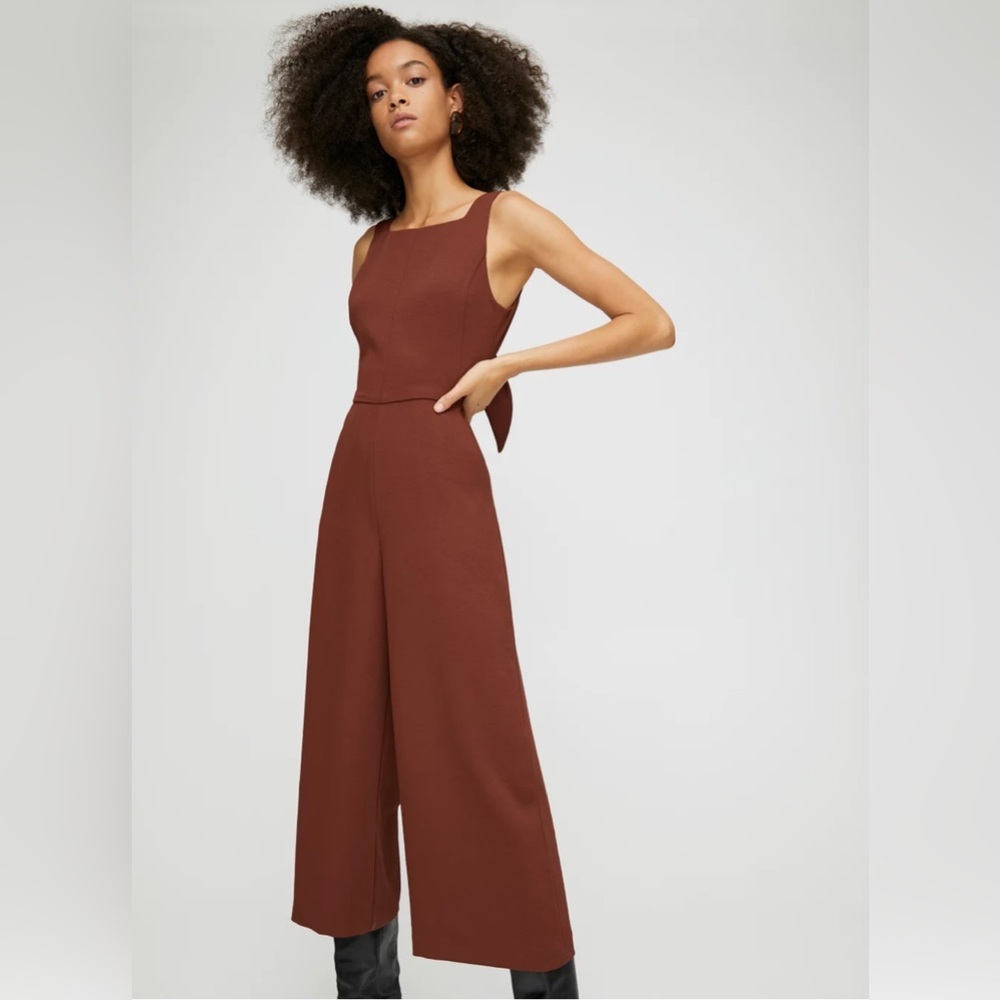 Babaton Rust Brown Wide-Leg Jumpsuit